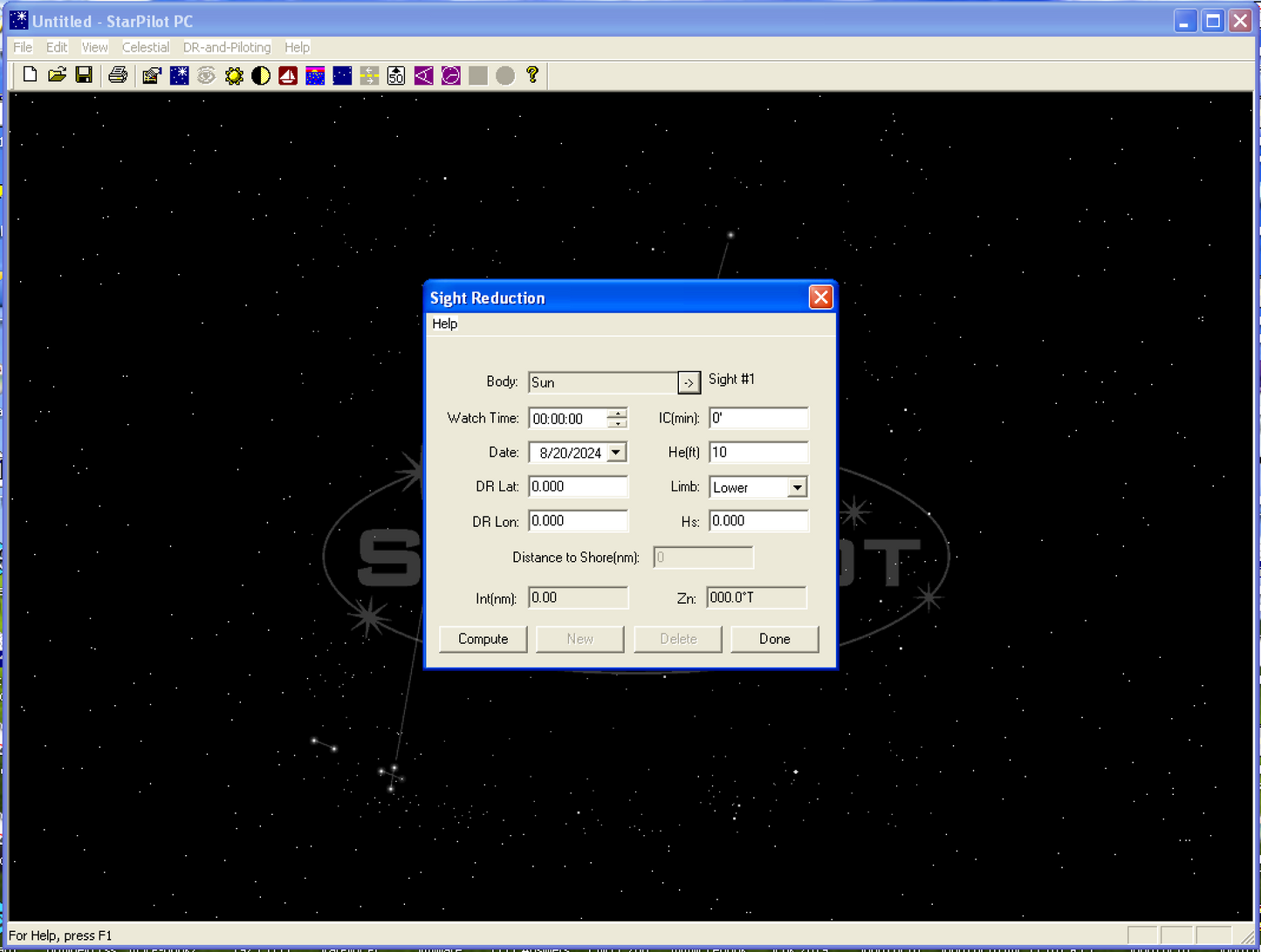 StarPilot nav app sight reduction