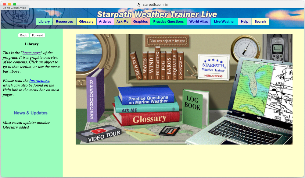 Starpath Weather Trainer Library Screen