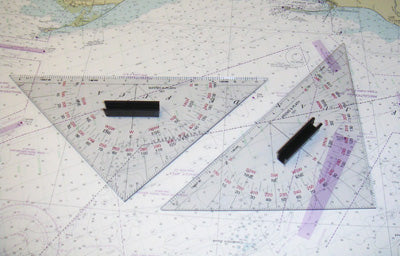 Two Navigation Protractor Triangles